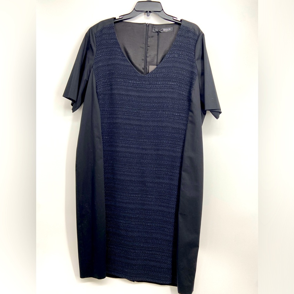Marina Rinaldi Black and Blue Dress RARE Size 18 New With Tags NWT
